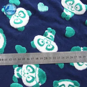 Proven Technique 100 Cotton High Quality Loss Yarn Dyed Plush Panda Pattern Jacquard Weft Velour Velvet Fabric Cloth for Garment