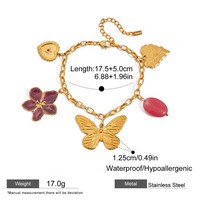 Ensemble de colliers populaires européens et américains en acier inoxydable plaqué PVD or 18 carats, à la mode, papillon, fleur, résine, couleur goutte-pâte
