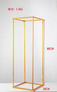 Vase à fleurs rectangulaire en métal doré Y-Q029, support à fleurs pour mariage, centre de table pour fête de mariage, chemin de table LED - Product Image 5