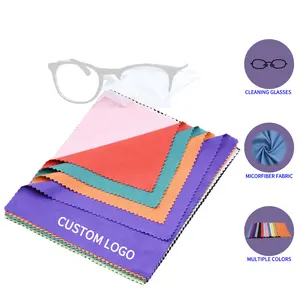 Venta al por mayor de impresión personalizada Logotipo de microfibra gafas de sol paño limpiador paño de microfibra lentes paño de limpieza de gafas para gafas