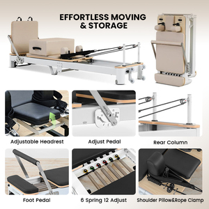 Reformer con Torre de Lujo, Ajustable <span class=keywords><strong>y</strong></span> Multifuncional, para Pilates Comercial, <span class=keywords><strong>Construcción</strong></span> de Aleación de Aluminio, Durable - Product Image 5