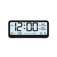 Réveil numérique Snooze Température Affichage Jour de la semaine Thermomètre Hygromètre Horloge de bureau électronique Gradateur Horloge carrée