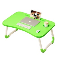 Bureau d'ordinateur portable avec pieds pliables et fente pour tasse Plateau de lit portable pour ordinateur portable Support pour ordinateur portable Support de lecture