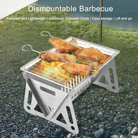 Nouveau mini barbecue portable pliable et démontable pour charbon de bois, avec grille de cuisson et foyer détachable