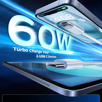 Câble de charge rapide tressé de 2 m, type C vers type C, 5A, avec PD 60W pour téléphone portable et appareil photo