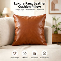 Coussin de luxe en similicuir 50x50cm, coussin de canapé doux et élastique, vente en gros OEM ODM personnalisée