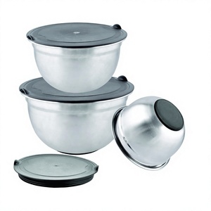 Bol en acier inoxydable de qualité supérieure, antidérapant, Aldi, avec un couvercle en plastique et un design classique élégant, bol en acier inoxydable unique - Product Image 1