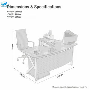 Mesa de Escritório de Luxo em Vidro em Forma de L, Design Moderno Ergonômico com Pernas de Metal para Escritório - Product Image 2