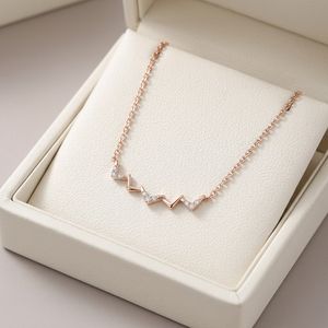 High Quality Wholesale Link Chain Minimalist Necklace Collection 18K <b>Solid</b> Rose <b>Gold</b> Real Natural Diamond <b>Pendant</b> Necklaces - Product Image 3