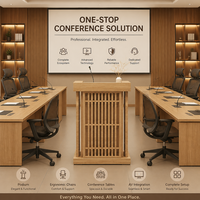 Comptoir de réception moderne avec finition dorée, panneau cannelé en MDF, plateau à niveaux multiples et base LED pour salon de manucure et bureau