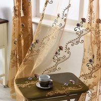 Voilage classique européen en polyester brodé de fleurs et de vigne, à motif vertical, filtrant la lumière, pour salon et chambre à coucher