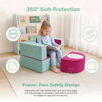 Canapé de jeu modulaire 3-en-1 pour bébé, personnalisé, en peluche courte Dragon Fruit, sans dossier, avec rangement, doux, confortable et pliable
