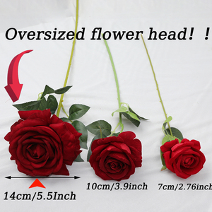 Fabriek Directe Rode Fluwelen Roos Single Steel Rozenbloem Voor Luxe Bruiloft Bloemstuk En Decoratieve Objecten - Product Image 6