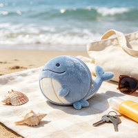 Porte-monnaie en peluche personnalisé en forme de baleine, petit portefeuille de rangement douillet pour les grossistes de souvenirs de marque