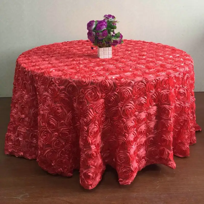 Capa de mesa bordada floral para casamento, capa redonda de linho para mesa em 13 cores para festa de casamento e decoração de hotel