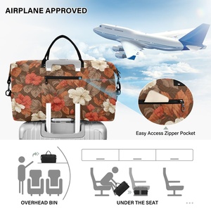 Custom Hau Flower Duffel Bag Lightweight Shoes Compartment Carry on Bag Extendable Travel Bag - Product Image 5