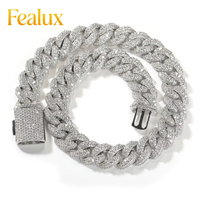 Chaîne cubaine Fealux Iced Out 18 mm, collier Miami Cuban Link, vente en gros, bijoux plaqués or pour femmes et hommes, style rappeur