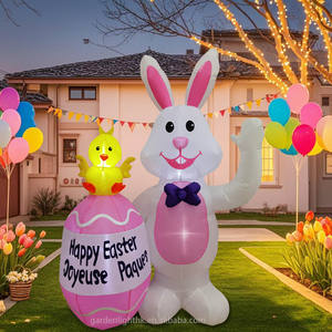 Inflable Impermeable de Conejo de 5 Pies con Huevo de Pascua y Pollito, con Luces LED, Ecológico, Decoración de Primavera para Interiores/Exteriores, Hogar y Fiestas - Product Image 3