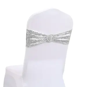 Sequin Chair Sashes Silver Chair Sashes For Wedding Hotel Party Banquet Chairs Decorations