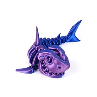 Modelo de tiburón multicolor impreso en 3D con articulación móvil, Animales Marinos flexibles, diseño 3D para decoración de Navidad para niños