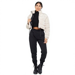 EVER GLOW <b>Ladies</b> Soft Coats Breathable Canvas Slim Fit Winter Puffer <b>Jacket</b> Sheep Skin Trim Nylon Lining Polyester Finished - Product Image 1