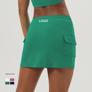 Rok tali serut pinggang elastis kasual wanita, rok pendek tenis warna kustom 2024 - Product Image 2