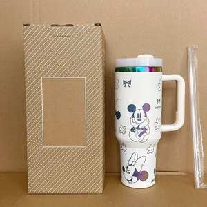 Stock Wholesale 40oz Kawaii Insulated Water Bottle Stainless Steel Tumbler Outdoor Travel Mug Car Cup with lid and straw - Product Image 4