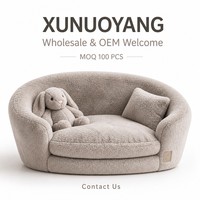 Canapé-lit pour chien en fausse fourrure, dossier haut, avec housse amovible et lavable, base antidérapante, pour chiens de taille moyenne à grande, vente en gros