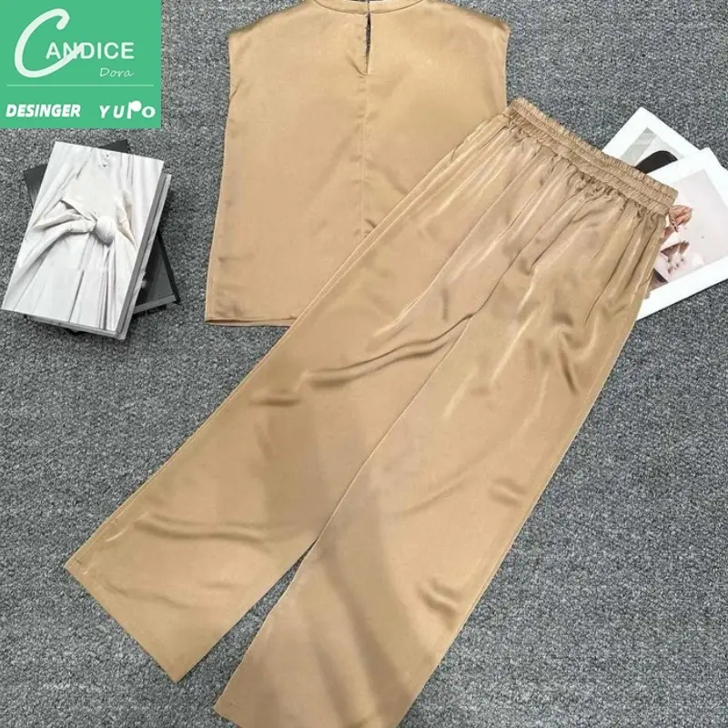 Candice alta calidad inspirado famosa marca de ropa pantalones diseñador 2 piezas Conjunto para las mujeres