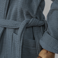 Peignoir en coton gaufré durable pour hôtel et spa, avec col kimono, ceinture, pour couple, confortable, pour sauna, vente en gros
