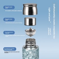 Mug thermique en titane pur 420 ml, anti-brûlure, séparation thé-eau, couvercle magnétique, infuseur à thé, design minimaliste moderne, coffret cadeau