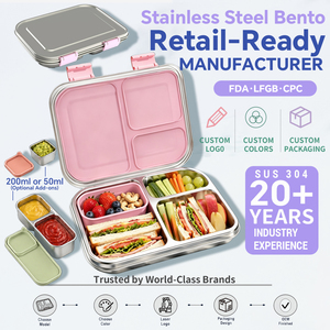 Aohea Nouvelle Arrivée Boîte à lunch pour enfants, réutilisable, étanche, en acier inoxydable, compatible lave-vaisselle, pour la rentrée scolaire - Product Image 2