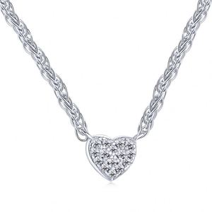 Collier pendentif halo en forme de cœur serti de diamants en zircone cubique 5A plaqué or 18 carats, bijoux fins et élégants Dylam pour femmes - Product Image 1