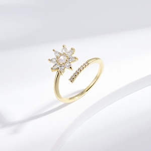 wholesale plata 925 <b>sterling</b> <b>silver</b> Flower butterfly <b>ring</b> Everyday Wear ladies summer gold plated colored stone <b>adjustable</b> <b>rings</b> - Product Image 4