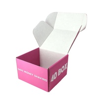 Boîtes d'expédition en carton ondulé kraft personnalisées de couleur rose, petites, avec logo, pour l'expédition