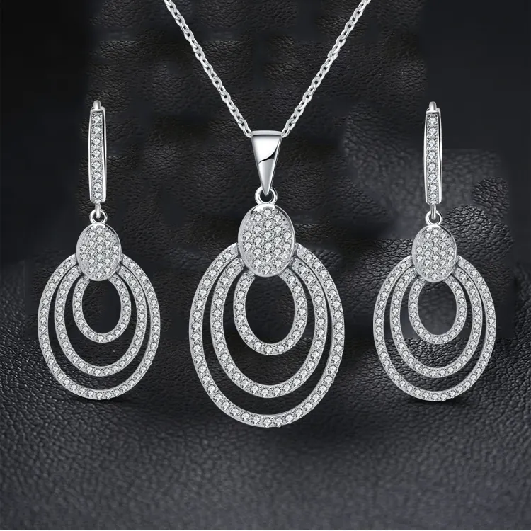 Rinntin ss67 brincos e colares dubai, joias finas de luxo com estampa de prata 925, redonda de zircônia, joias para casamento e casamento