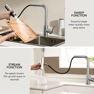 Waterfall Taps with Pull Out <b>Spray</b> Kitchen Mixer Tap 1 Hole Stainless Steel 3 in 1 Sink Tap Single Lever Monobloc 360° Swivel - Product Image 4