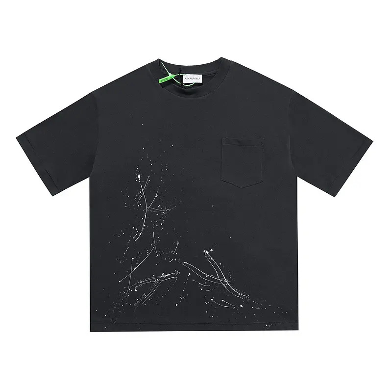 Paint Splatter T Shirt Washed 100% Cotton Heavyweight Paint Splatter boxy fit t-shirts Men's Hip Hop oversized boxy fit t shirt