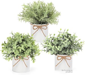 Mini Farmhaus Rustikale Verzinkte Metalltöpfe 3er-Set Künstliche Eukalyptus-Pflanzen für Innenräume Tisch Büro Tischdekoration Immergrün - Product Image 6