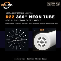Tube lumineux néon en silicone sans points à 360 degrés D22, couleur unique, étanche IP67, bande LED flexible pour éclairage de façade