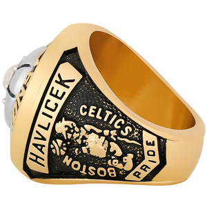 Bague de championnat plaquée or des <span class=keywords><strong>Boston</strong></span> <span class=keywords><strong>Celtics</strong></span> 1974, bijou géométrique avec joueur de basket-ball John Havlicek - Product Image 4