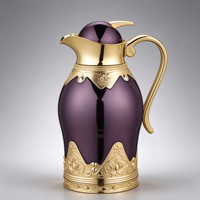 Thermos isotherme arabe personnalisé en or et argent, style Dallah, avec intérieur en verre rose pour café arabe