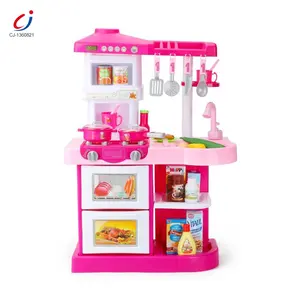 Chengji Kitchen Child Toy Pretend Play Lighting Music Effluent Water Function Cooking Kitchen Toys For Children
