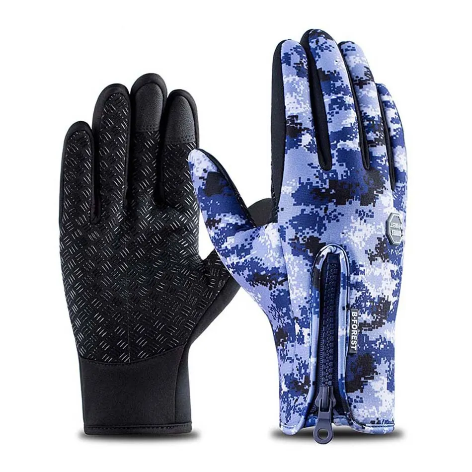 Gants de cyclisme de Camouflage d'hiver pour vélo, écran tactile chaud, gant de doigt complet imperméable pour vélo d'extérieur, ski, moto