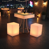 Tables de bar lumineuses à LED, en plastique imperméable, à couleurs changeantes, pour l'extérieur, tables basses combinées pour hôtel, salon, exposition