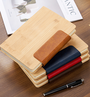 Cahier d'affaires en bois de bambou de qualité supérieure personnalisé gravé bureau bloc-notes Luxe couverture en tissu fermeture magnétique fil cousu thermique