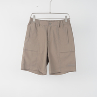 Shorts de travail à poches verticales pour hommes, couleur taupe, taille élastique, braguette boutonnée, passants de ceinture, poches à bouton-pression, coupe ample, longueur mi-cuisse, pour la randonnée