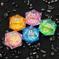 Dés à jouer individuels Cusdie D20 D&D, bords tranchants, intempéries en feuille de paillettes, 20 faces, 55 mm, faits à la main, pour jeux de rôle (Orange/SG)