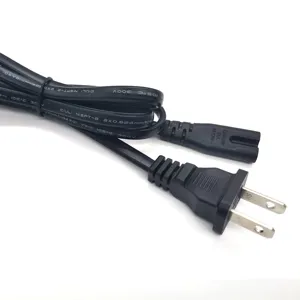 Cable de alimentación de tipo americano personalizado, 125 voltios, 2 pines, EE. UU., NEMA 1-15P