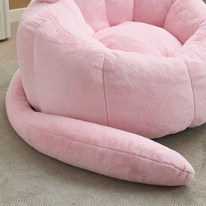 <b>Inflatable</b> Film-Encased Kitten Shaped Solo User Fluffy Micro Fleece Cloth Comfy Couch Lazy Ottoman Eco-Friendly Vacuum - Product Image 3